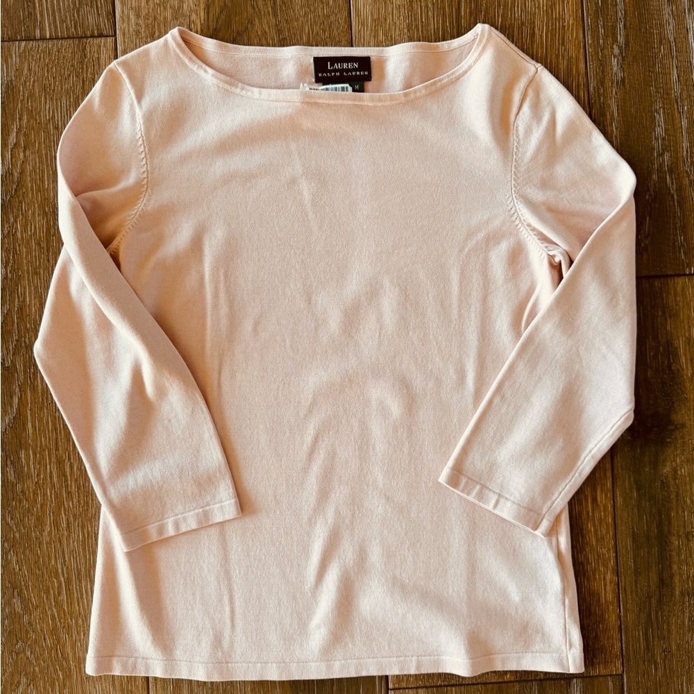 Lauren Ralph Lauren Pale Pink Scoop Neck Sweater - Picture 3 of 12